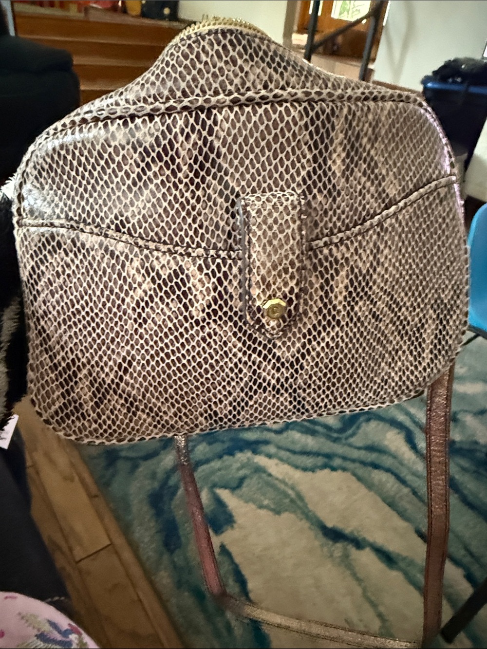 GILI snakeskin print leather Crossbody Bag in Taupe